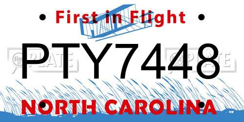 PTY7448 North Carolina License Plate