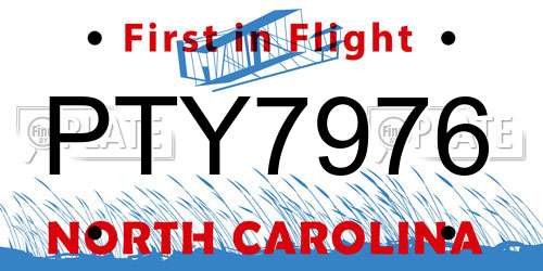 PTY7976 North Carolina License Plate