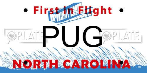 PUG North Carolina License Plate