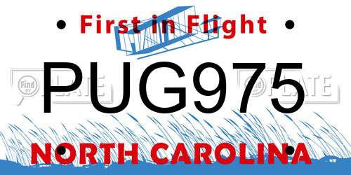 PUG975 North Carolina License Plate