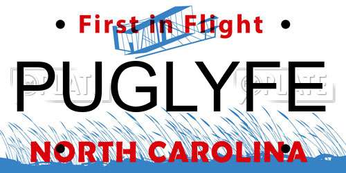 PUGLYFE North Carolina License Plate
