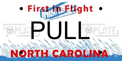 PULL North Carolina License Plate