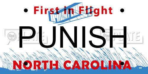 PUNISH North Carolina License Plate