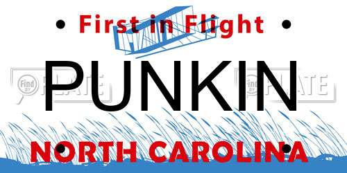 PUNKIN North Carolina License Plate