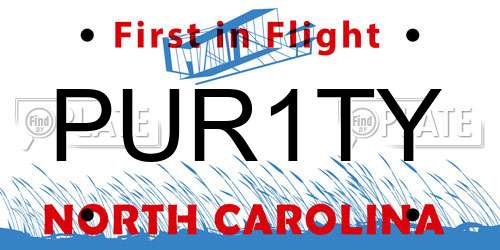 PUR1TY North Carolina License Plate