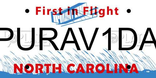PURAV1DA North Carolina License Plate