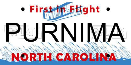 PURNIMA North Carolina License Plate