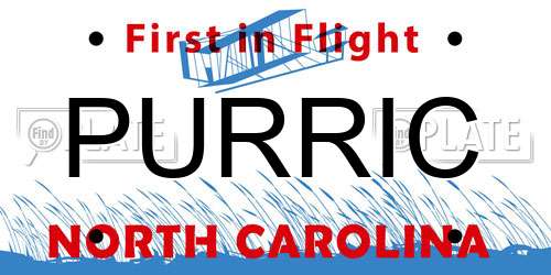 PURRIC North Carolina License Plate