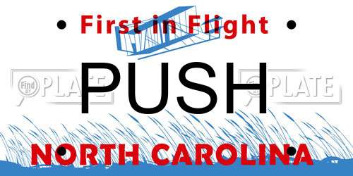 PUSH North Carolina License Plate