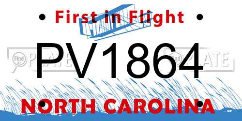 PV1864 North Carolina License Plate