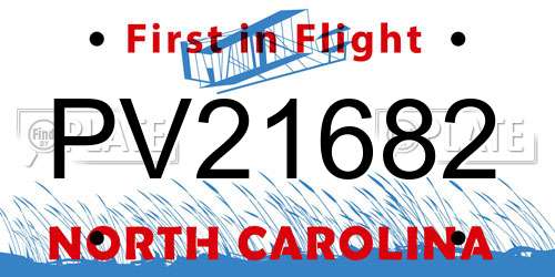PV21682 North Carolina License Plate