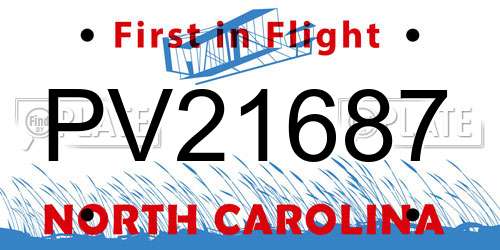 PV21687 North Carolina License Plate