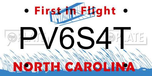 PV6S4T North Carolina License Plate