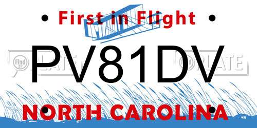 PV81DV North Carolina License Plate