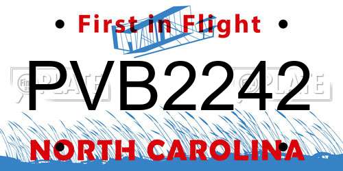 PVB2242 North Carolina License Plate