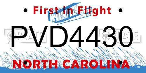 PVD4430 North Carolina License Plate