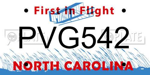 PVG542 North Carolina License Plate