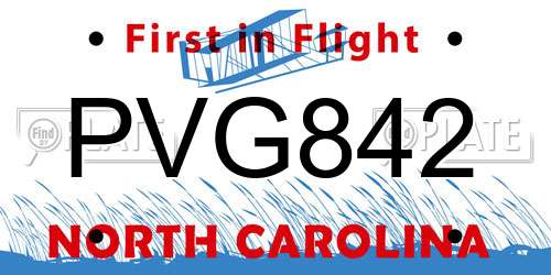 PVG842 North Carolina License Plate