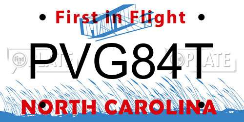 PVG84T North Carolina License Plate