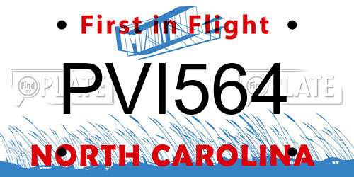 PVI564 North Carolina License Plate