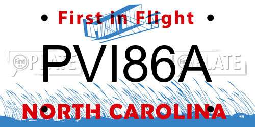 PVI86A North Carolina License Plate