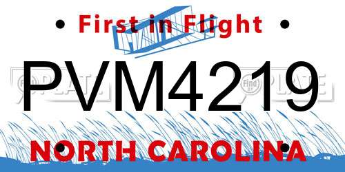 PVM4219 North Carolina License Plate
