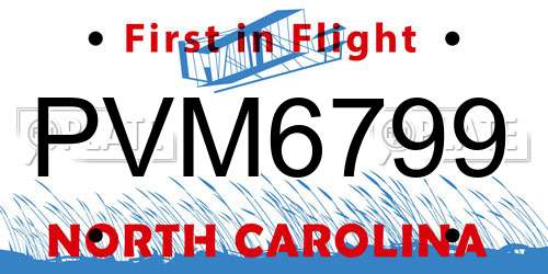 PVM6799 North Carolina License Plate