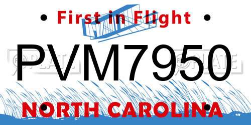 PVM7950 North Carolina License Plate