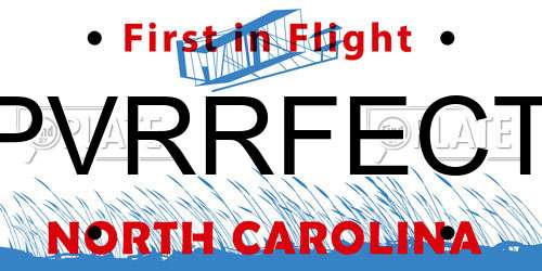 PVRRFECT North Carolina License Plate