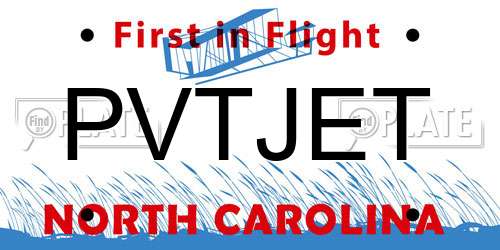 PVTJET North Carolina License Plate