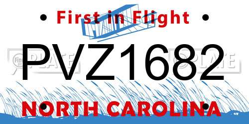 PVZ1682 North Carolina License Plate