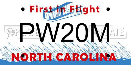 PW20M North Carolina License Plate