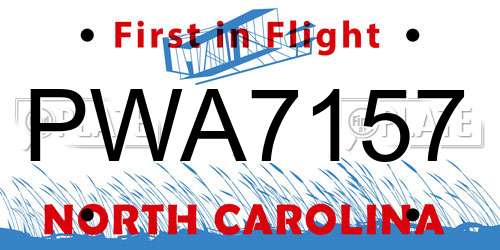 PWA7157 North Carolina License Plate