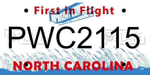 PWC2115 North Carolina License Plate