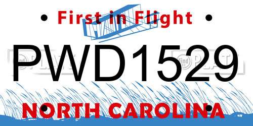 PWD1529 North Carolina License Plate