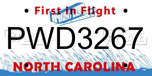 PWD3267 North Carolina License Plate