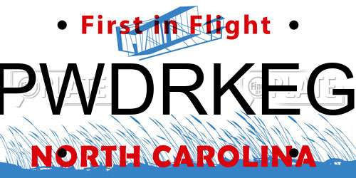 PWDRKEG North Carolina License Plate