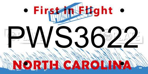 PWS3622 North Carolina License Plate