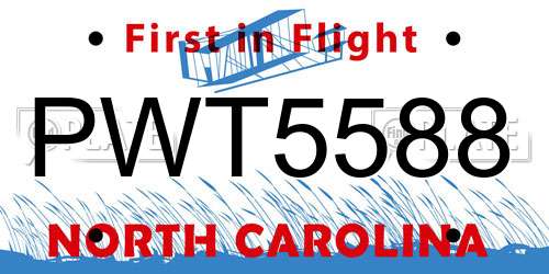 PWT5588 North Carolina License Plate