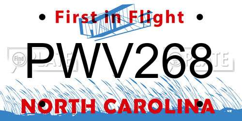 PWV268 North Carolina License Plate