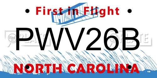 PWV26B North Carolina License Plate