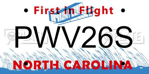 PWV26S North Carolina License Plate