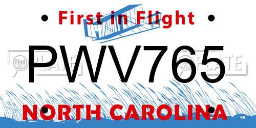 PWV765 North Carolina License Plate