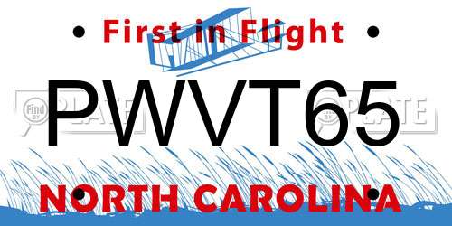 PWVT65 North Carolina License Plate