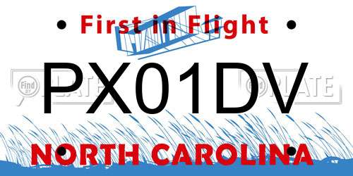 PX01DV North Carolina License Plate