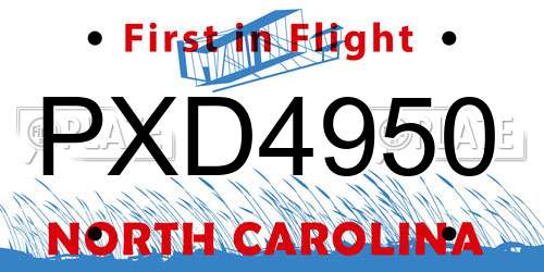 PXD4950 North Carolina License Plate
