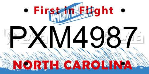 PXM4987 North Carolina License Plate