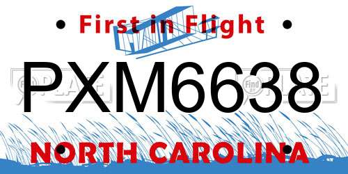 PXM6638 North Carolina License Plate