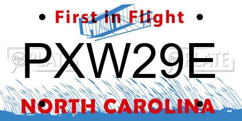PXW29E North Carolina License Plate