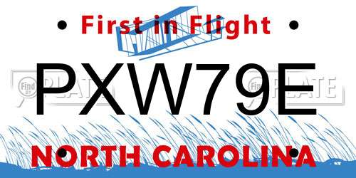 PXW79E North Carolina License Plate